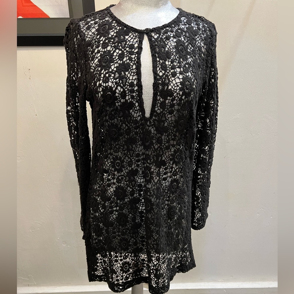 Nili Lotan Black Long Sleeve Lace Dress